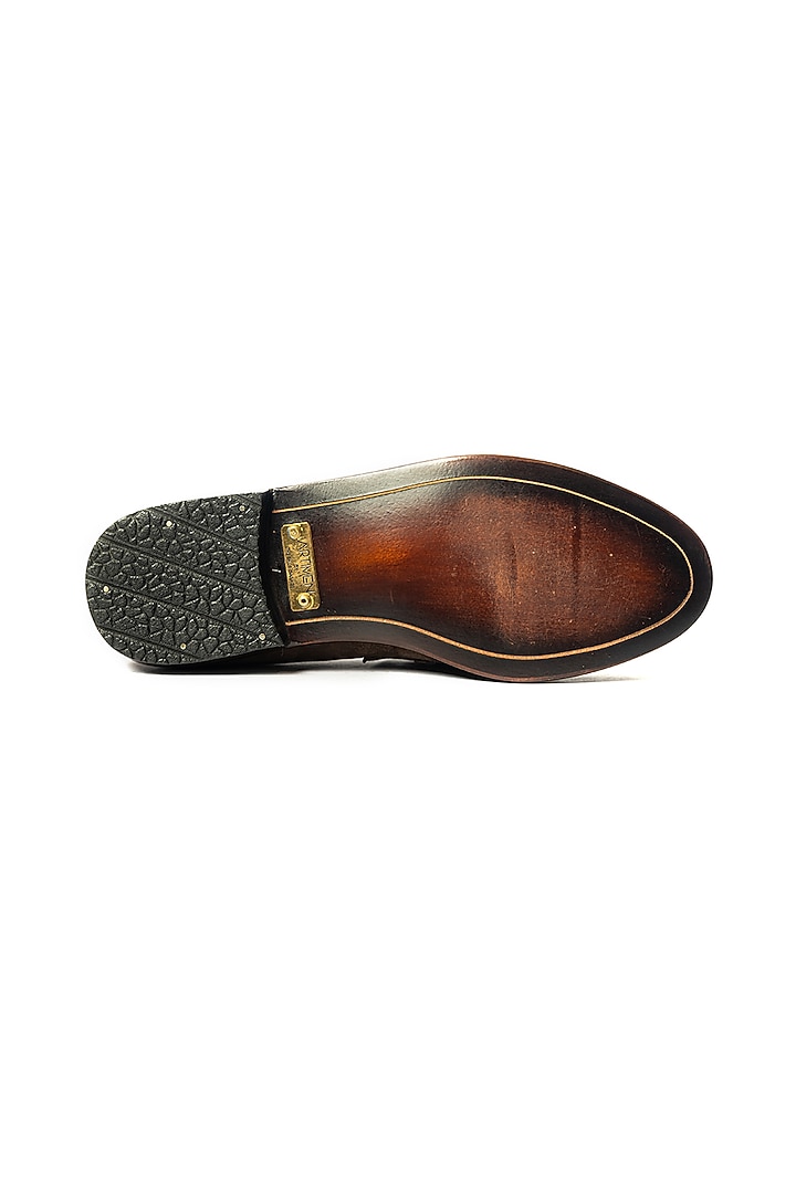Brown Suede Handcrafted Penny Loafers by ARTIMEN at Pernia's Pop Up Shop