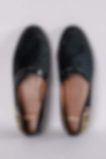 Black Velvet Hand Embroidered Shoes by ARTIMEN at Pernia's Pop Up Shop