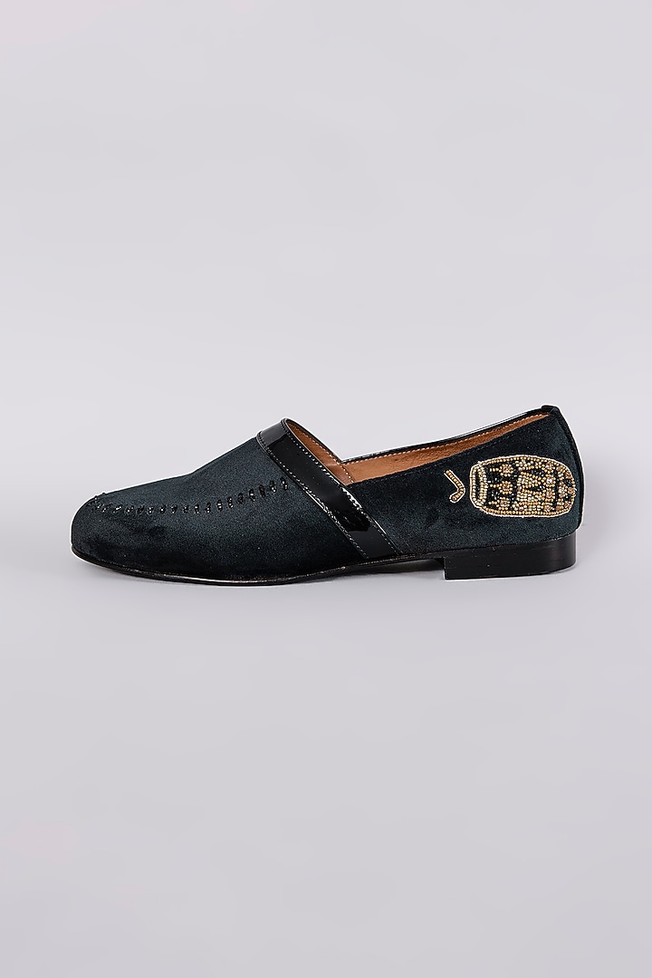 Black Velvet Hand Embroidered Shoes by ARTIMEN at Pernia's Pop Up Shop