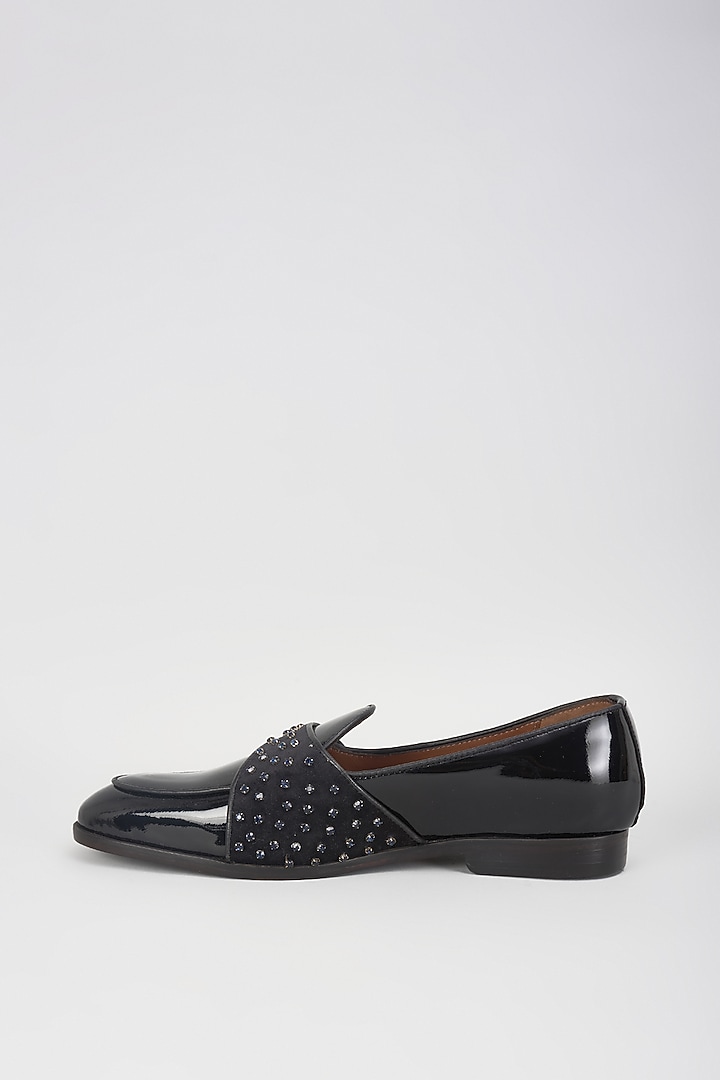 Black Leather Hand Embroidered Shoes by ARTIMEN at Pernia's Pop Up Shop