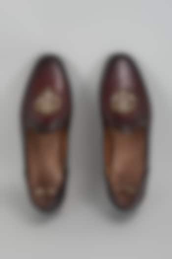 Cherry Leather Hand Embroidered Handcrafted Juttis by ARTIMEN