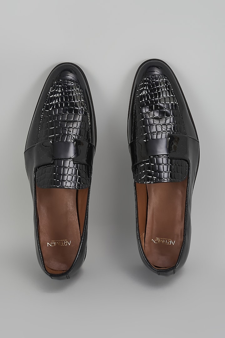 Black Leather Loafers by ARTIMEN