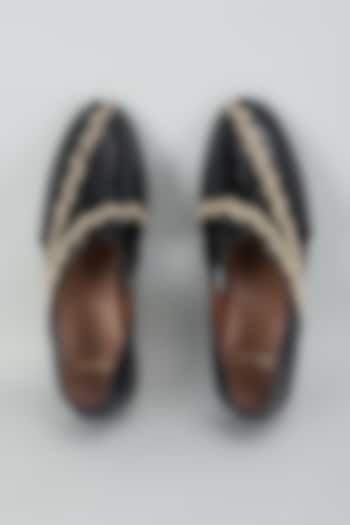 Black Leather Hand Embroidered Shoes by ARTIMEN at Pernia's Pop Up Shop