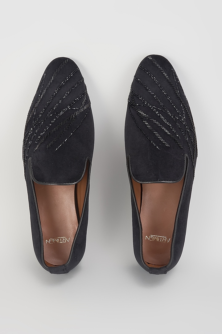 Black Leather Loafers by ARTIMEN