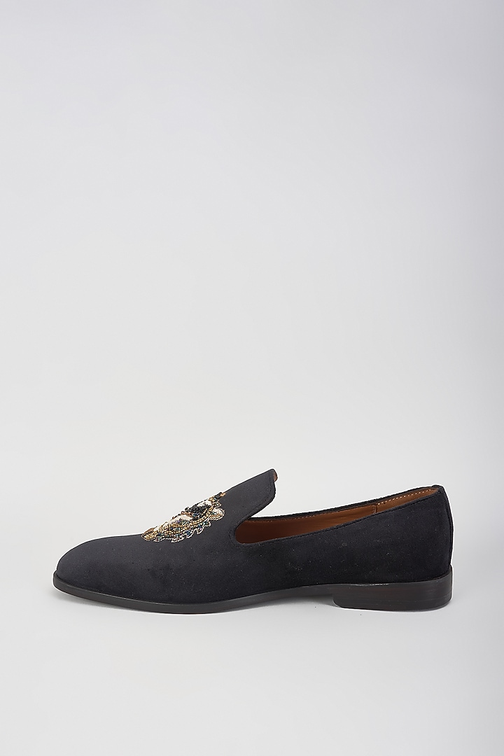 Blue Velvet Hand Embroidered Shoes by ARTIMEN at Pernia's Pop Up Shop