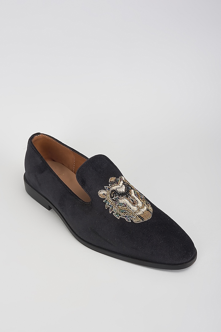 Blue Velvet Hand Embroidered Shoes by ARTIMEN at Pernia's Pop Up Shop