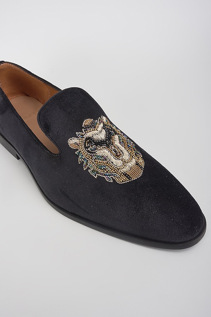 Blue Velvet Hand Embroidered Shoes by ARTIMEN at Pernia's Pop Up Shop