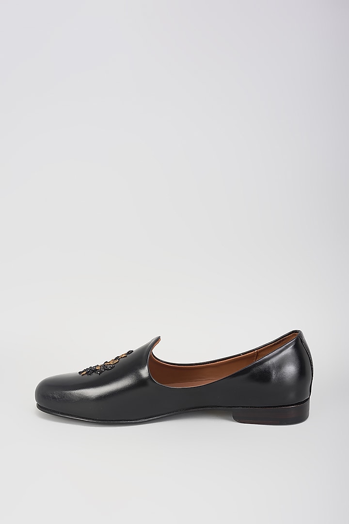 Black Leather Mojaris by ARTIMEN at Pernia's Pop Up Shop
