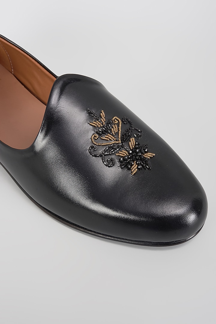 Black Leather Mojaris by ARTIMEN at Pernia's Pop Up Shop