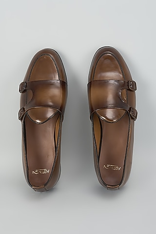 Brown Leather Shoes by ARTIMEN