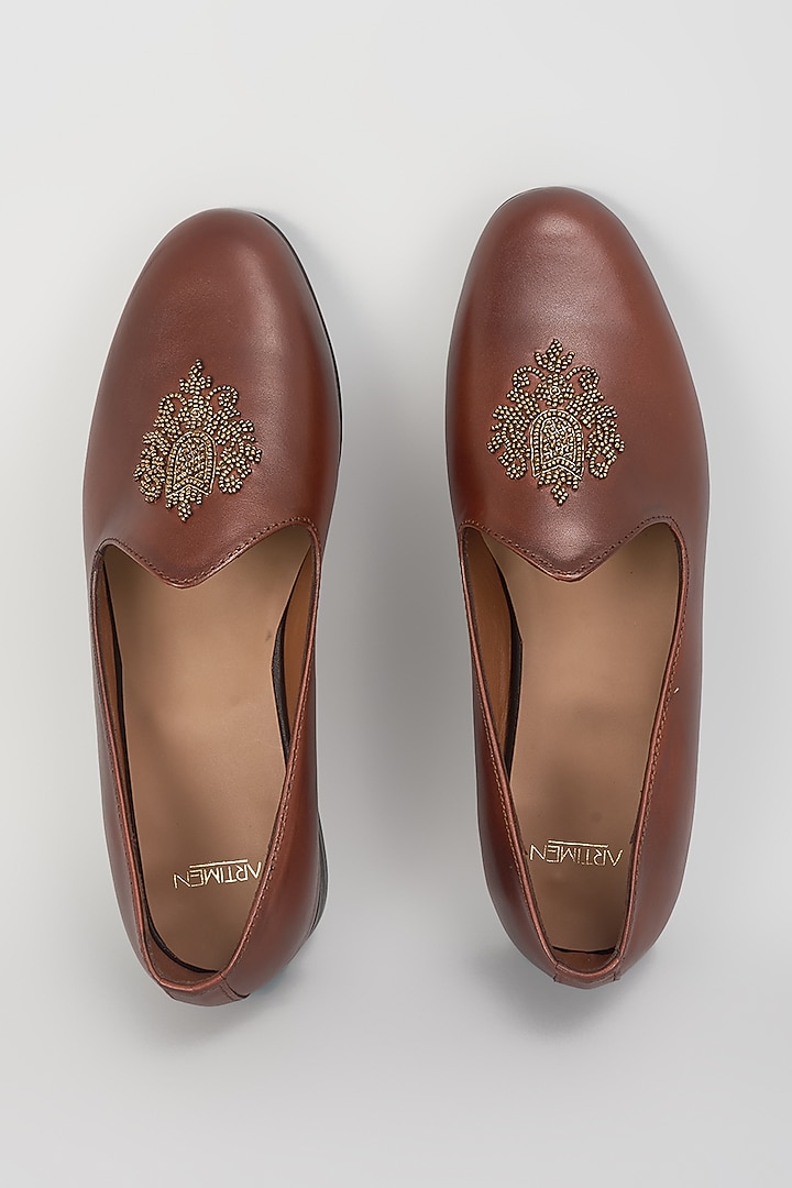 Brown Leather Mojaris by ARTIMEN