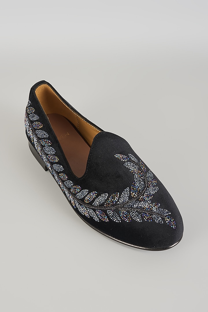 Black Leather Mojaris by ARTIMEN at Pernia's Pop Up Shop