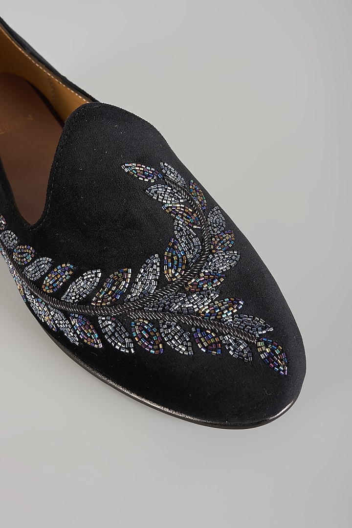 Black Leather Mojaris by ARTIMEN at Pernia's Pop Up Shop