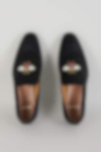 Black Leather Mojaris by ARTIMEN at Pernia's Pop Up Shop