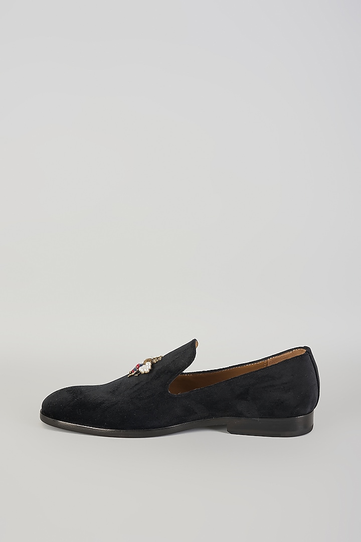 Black Leather Mojaris by ARTIMEN at Pernia's Pop Up Shop
