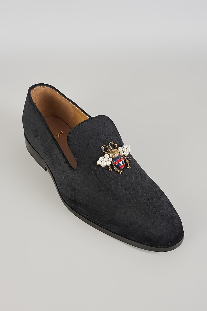 Black Leather Mojaris by ARTIMEN at Pernia's Pop Up Shop