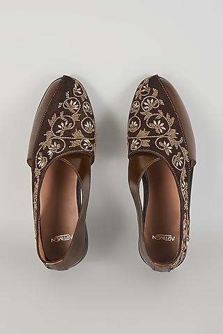 Brown Leather Mojaris by ARTIMEN