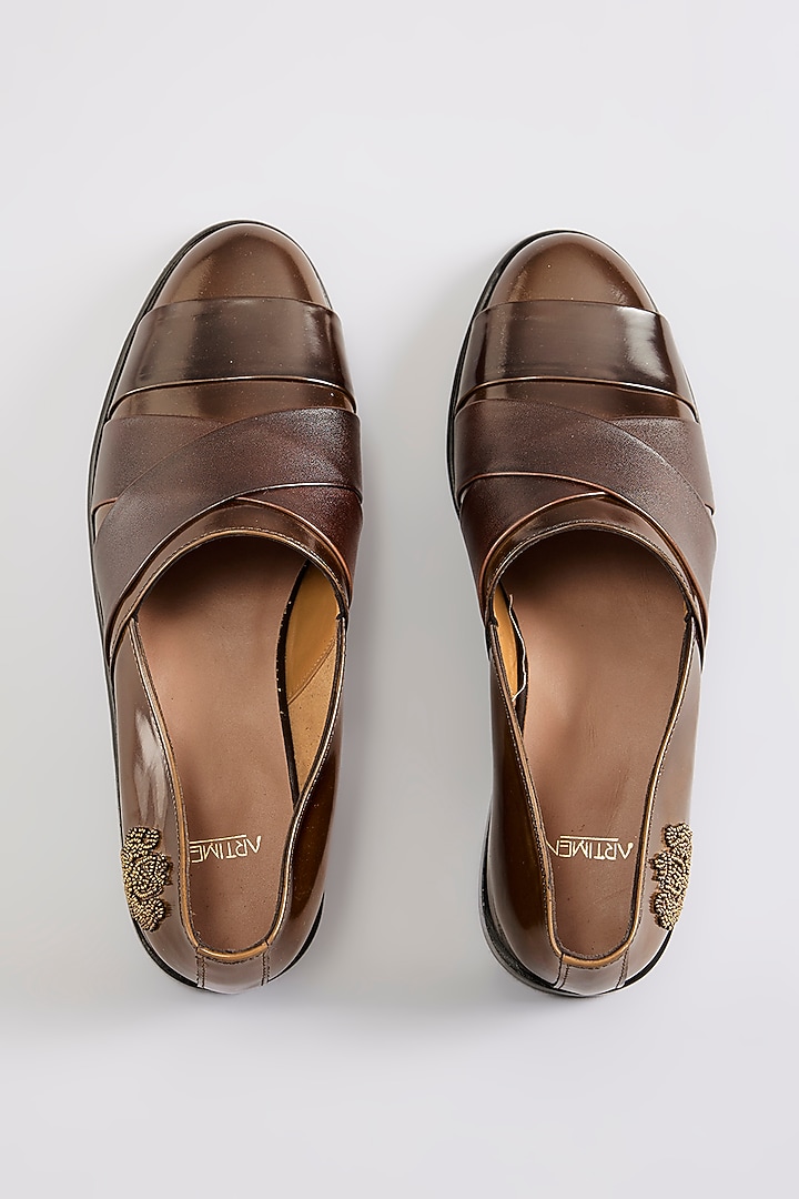 Brown Leather Loafers by ARTIMEN at Pernia's Pop Up Shop