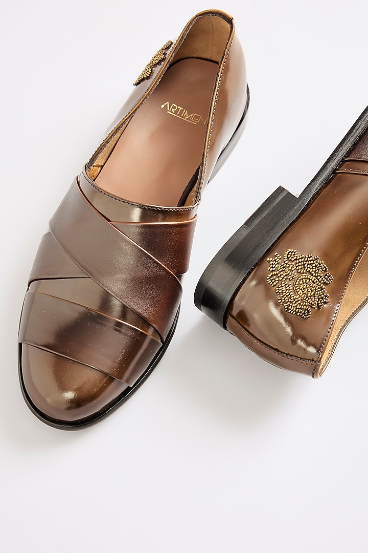 Brown Leather Loafers by ARTIMEN at Pernia's Pop Up Shop
