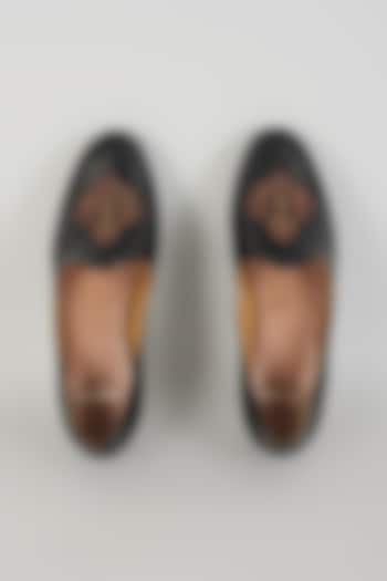 Black Leather Mojaris by ARTIMEN at Pernia's Pop Up Shop