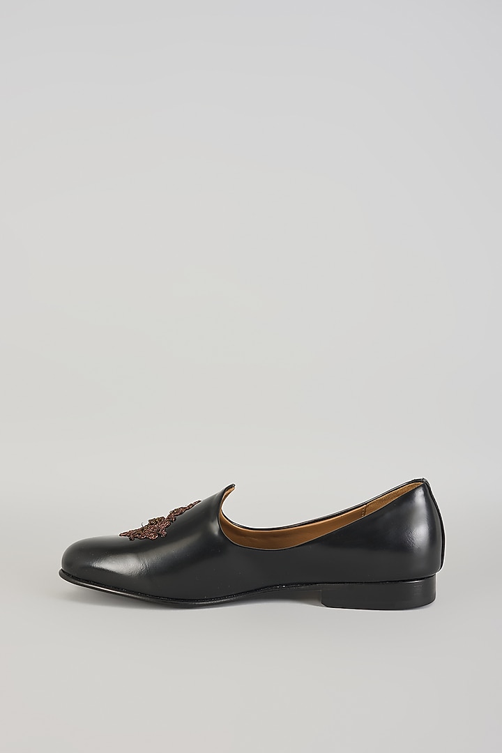Black Leather Mojaris by ARTIMEN at Pernia's Pop Up Shop