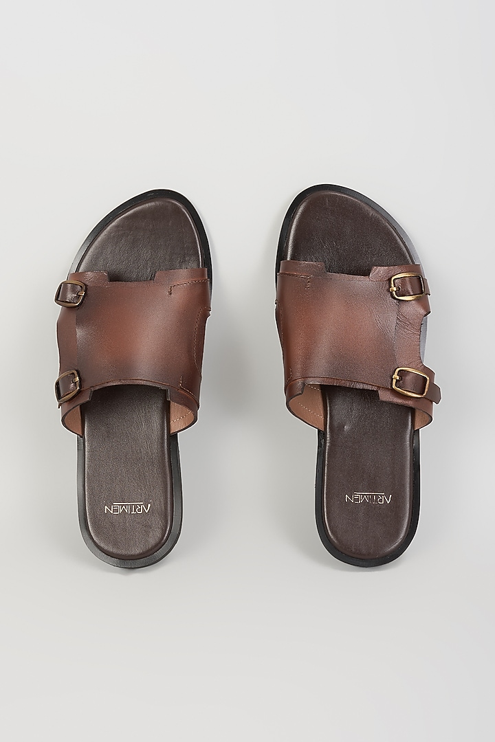 Brown Leather Sandals by ARTIMEN at Pernia's Pop Up Shop