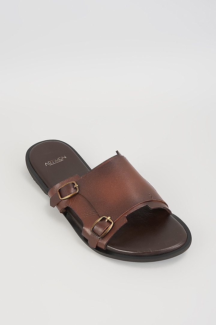 Brown Leather Sandals by ARTIMEN at Pernia's Pop Up Shop