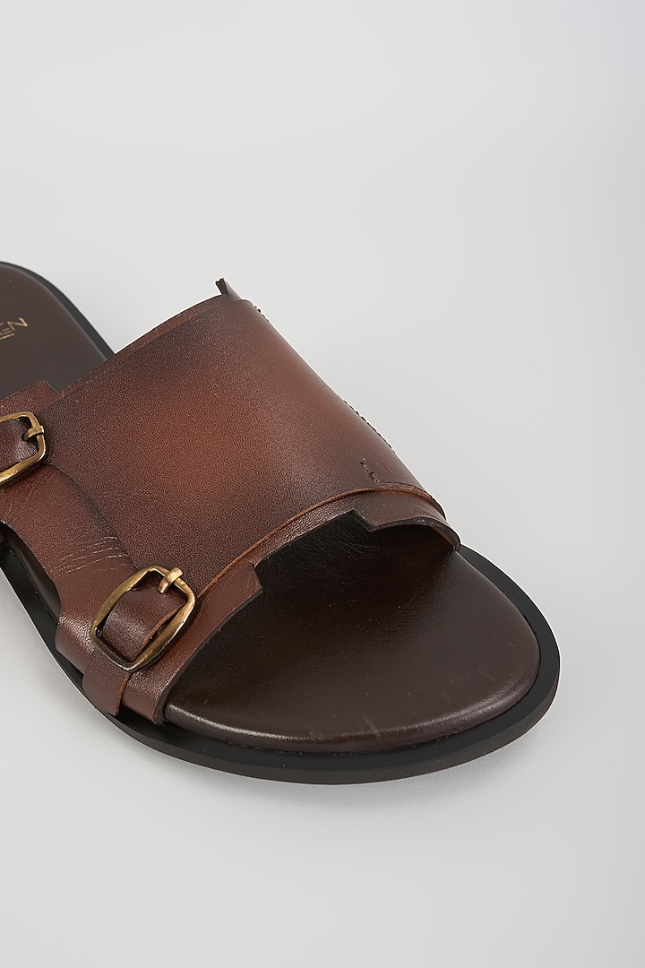 Brown Leather Sandals by ARTIMEN at Pernia's Pop Up Shop