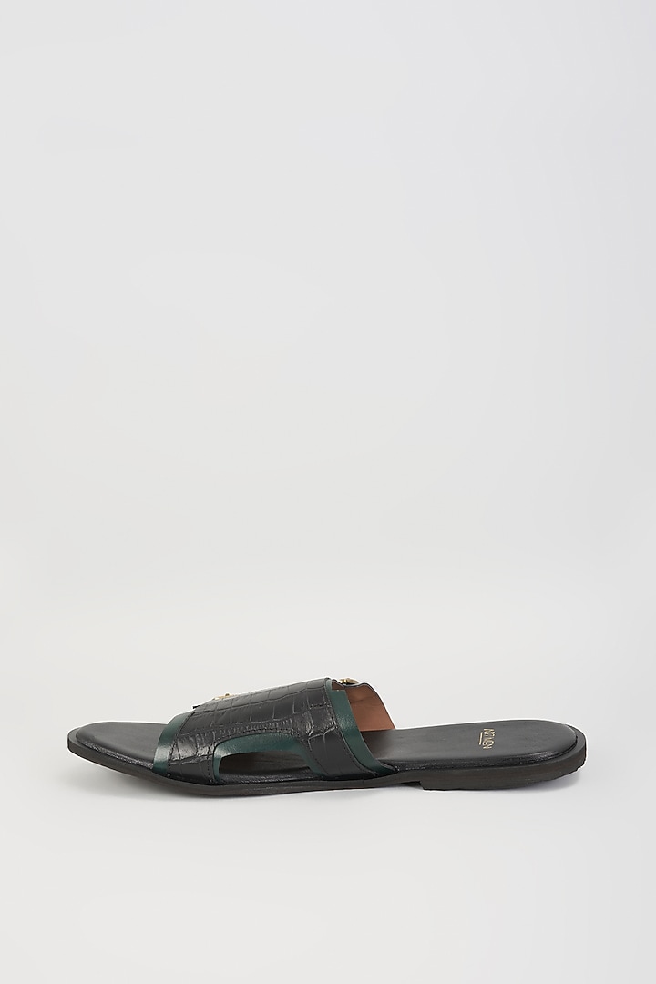 Black & Green Leather Sandals by ARTIMEN at Pernia's Pop Up Shop