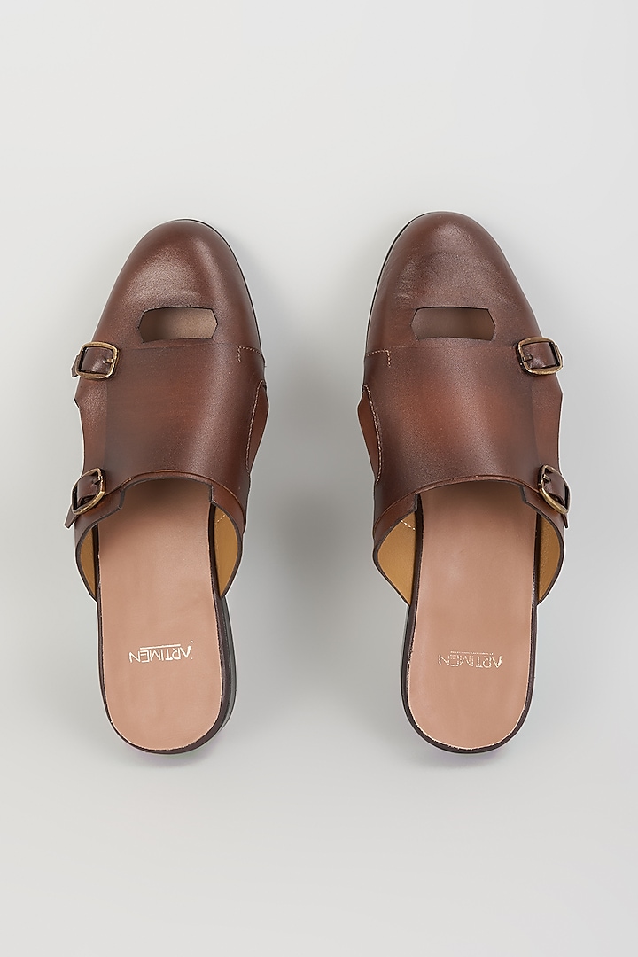 Brown Leather Sandals by ARTIMEN at Pernia's Pop Up Shop