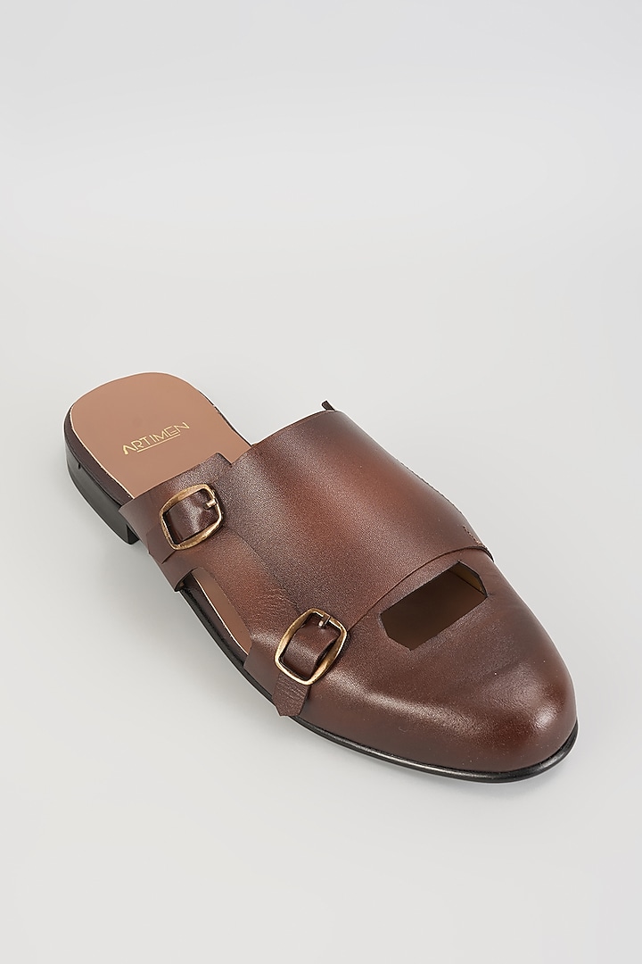 Brown Leather Sandals by ARTIMEN at Pernia's Pop Up Shop