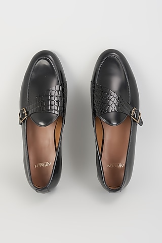 Black Leather Loafers by ARTIMEN