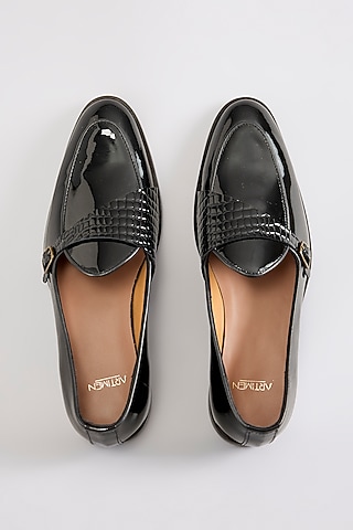 Black Leather Loafers by ARTIMEN