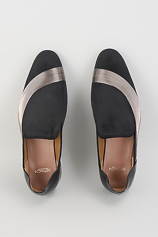 Black Leather Loafers by ARTIMEN