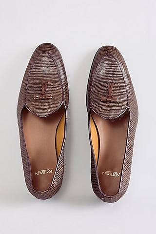 Brown Leather Loafers by ARTIMEN