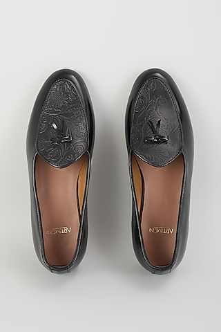 Black Leather Loafers by ARTIMEN