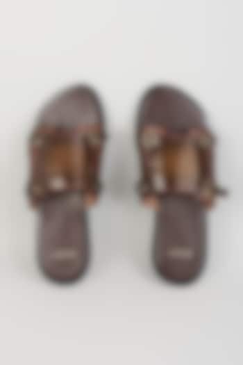 Brushed Brown Leather Sandals by ARTIMEN at Pernia's Pop Up Shop