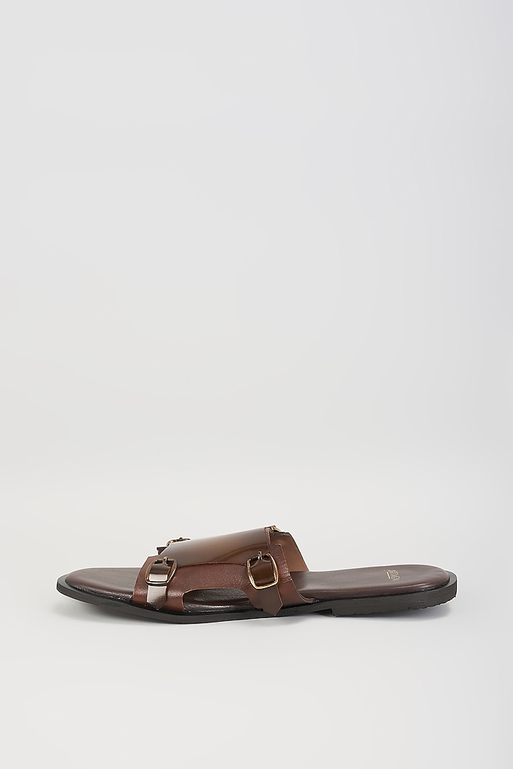 Brushed Brown Leather Sandals by ARTIMEN at Pernia's Pop Up Shop