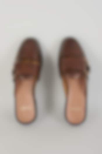 Brown Leather Mules by ARTIMEN at Pernia's Pop Up Shop