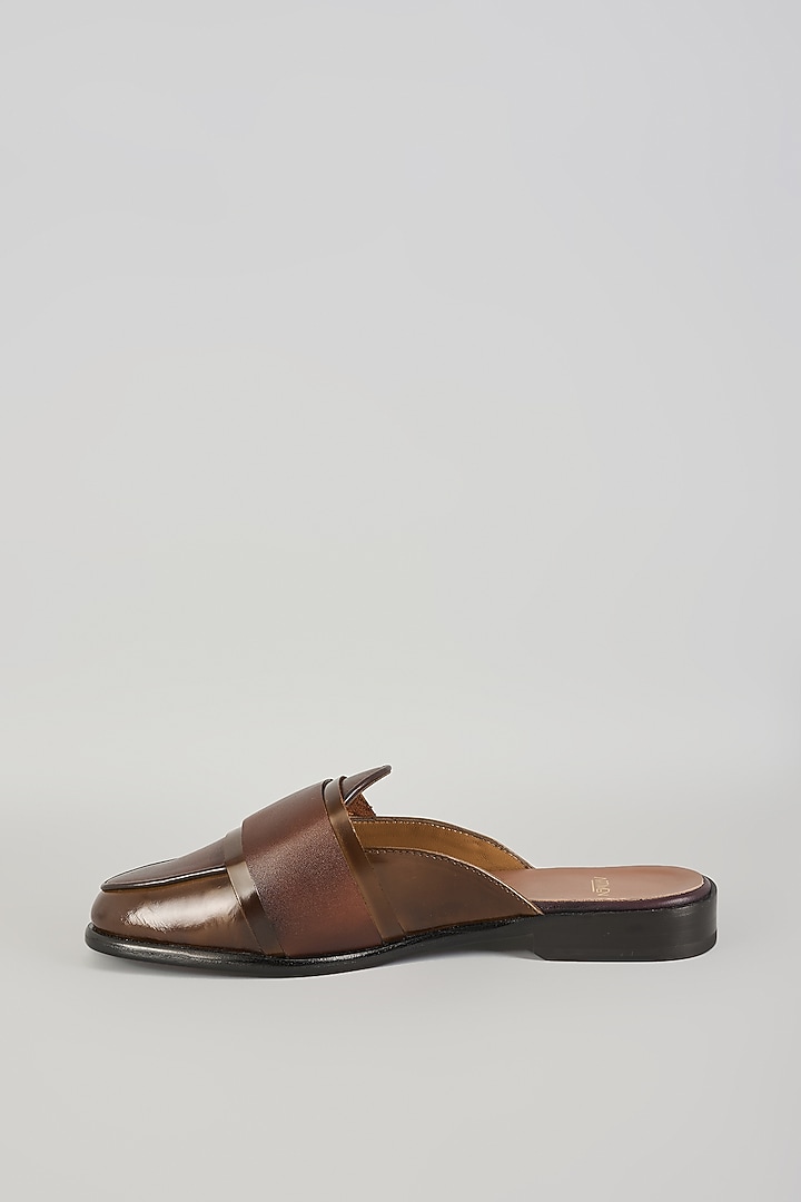 Brown Leather Mules by ARTIMEN at Pernia's Pop Up Shop