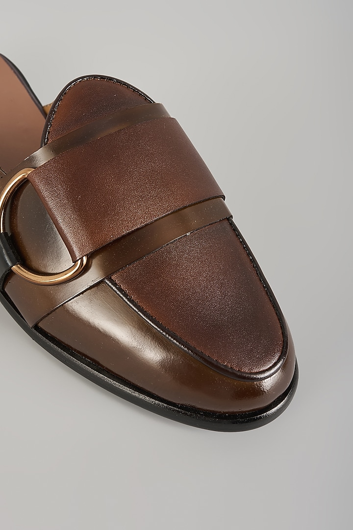 Brown Leather Mules by ARTIMEN at Pernia's Pop Up Shop