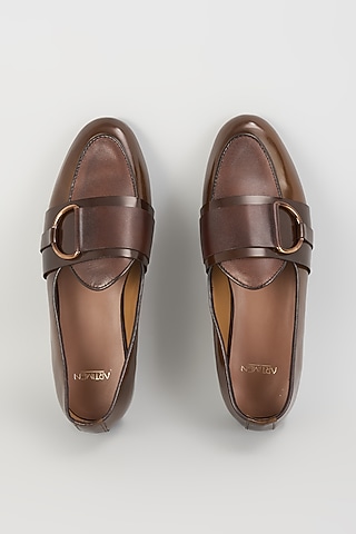 Brown Leather Loafers by ARTIMEN