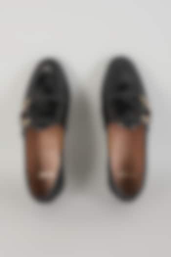 Black Leather Mojaris by ARTIMEN at Pernia's Pop Up Shop