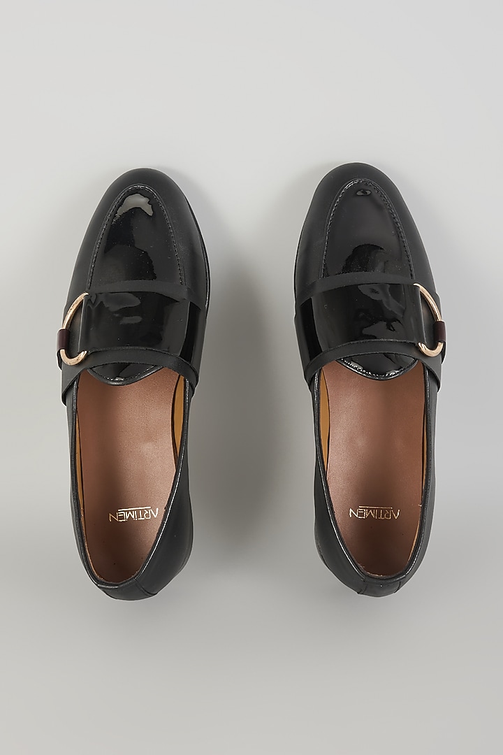 Black Leather Mojaris by ARTIMEN at Pernia's Pop Up Shop