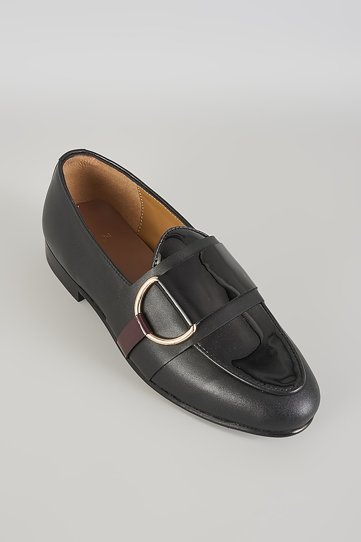 Black Leather Mojaris by ARTIMEN at Pernia's Pop Up Shop