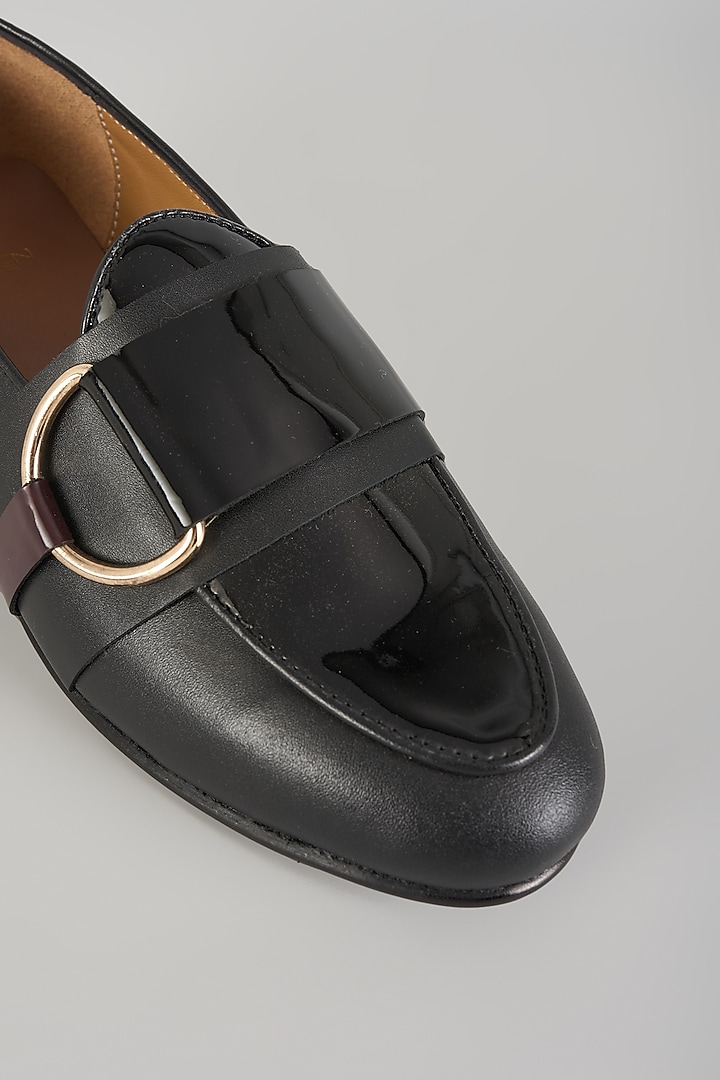 Black Leather Mojaris by ARTIMEN at Pernia's Pop Up Shop