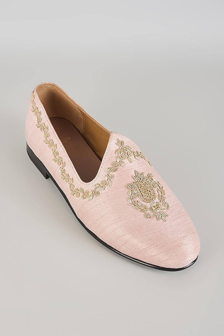 Rust Pink Leather Mojaris by ARTIMEN at Pernia's Pop Up Shop