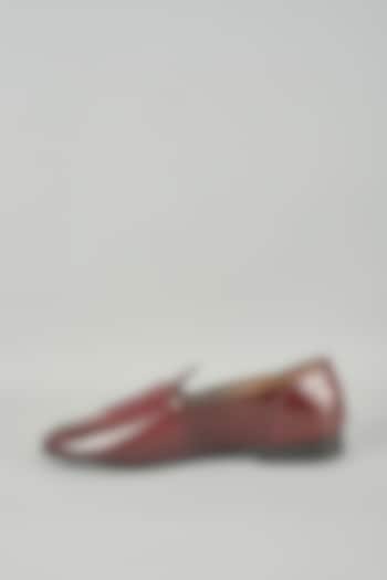 Cherry Red Leather Mojaris by ARTIMEN at Pernia's Pop Up Shop