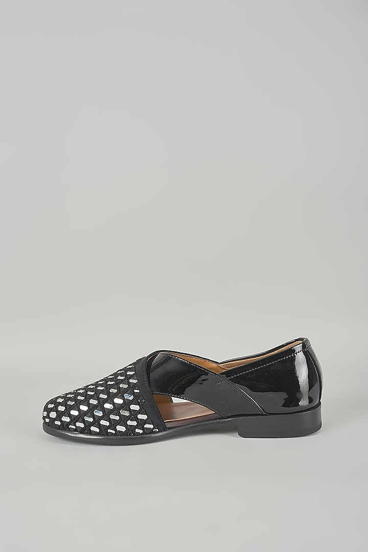 Black Leather Mojaris by ARTIMEN at Pernia's Pop Up Shop