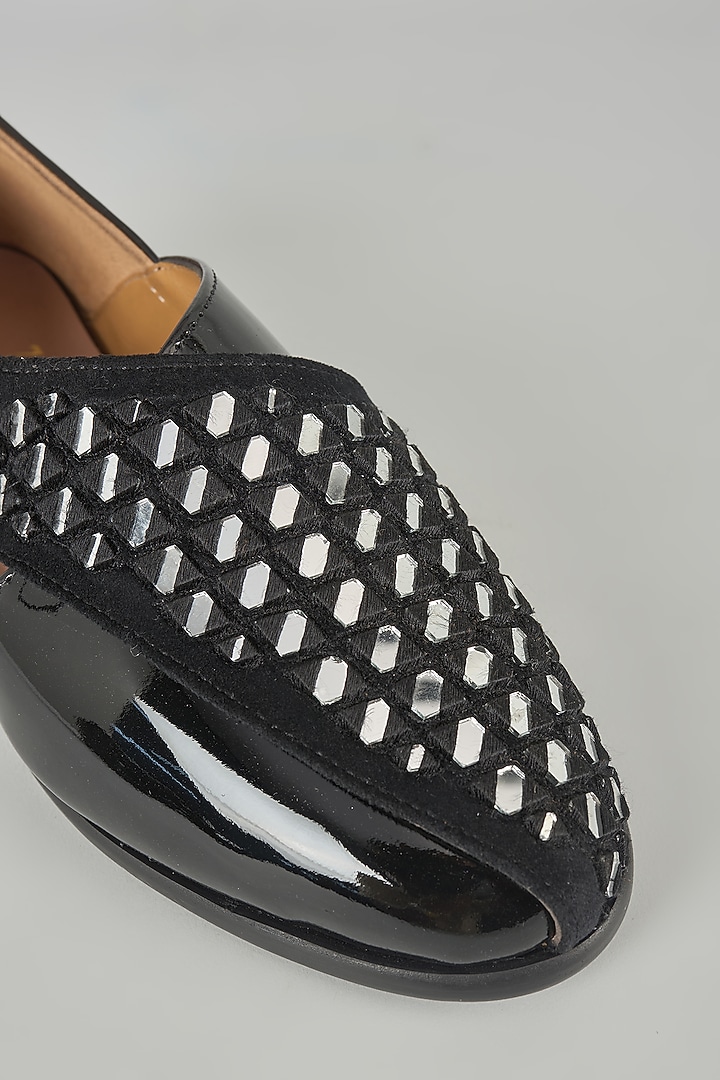 Black Leather Mojaris by ARTIMEN at Pernia's Pop Up Shop